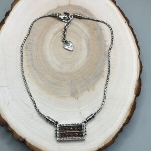 Vintage Brighton Silver Plated necklace with crystal box pendant.